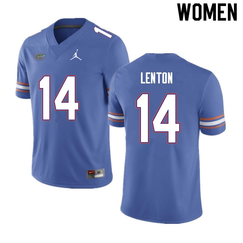 Women's NCAA Florida Gators Quincy Lenton #14 Stitched Authentic Nike Blue College Football Jersey QGC3265IR